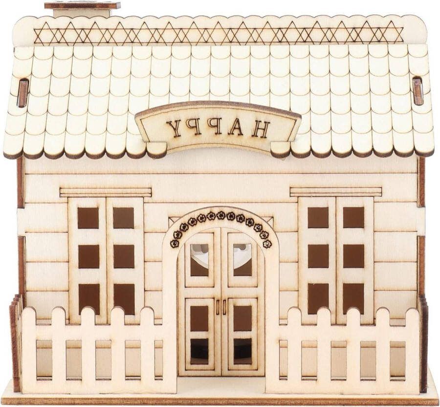 Houten Villa Huis Spaarpot 15 x 14 x 14 cm Onbreekbaar Met LEDlicht Nachtlicht Voor Kinderen Jongens Meisjes Huisdecoratie Verjaardag Festival