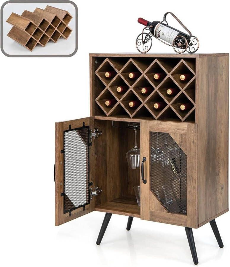 Houten wijnkast 595 x 335 x 935 cm vintage design