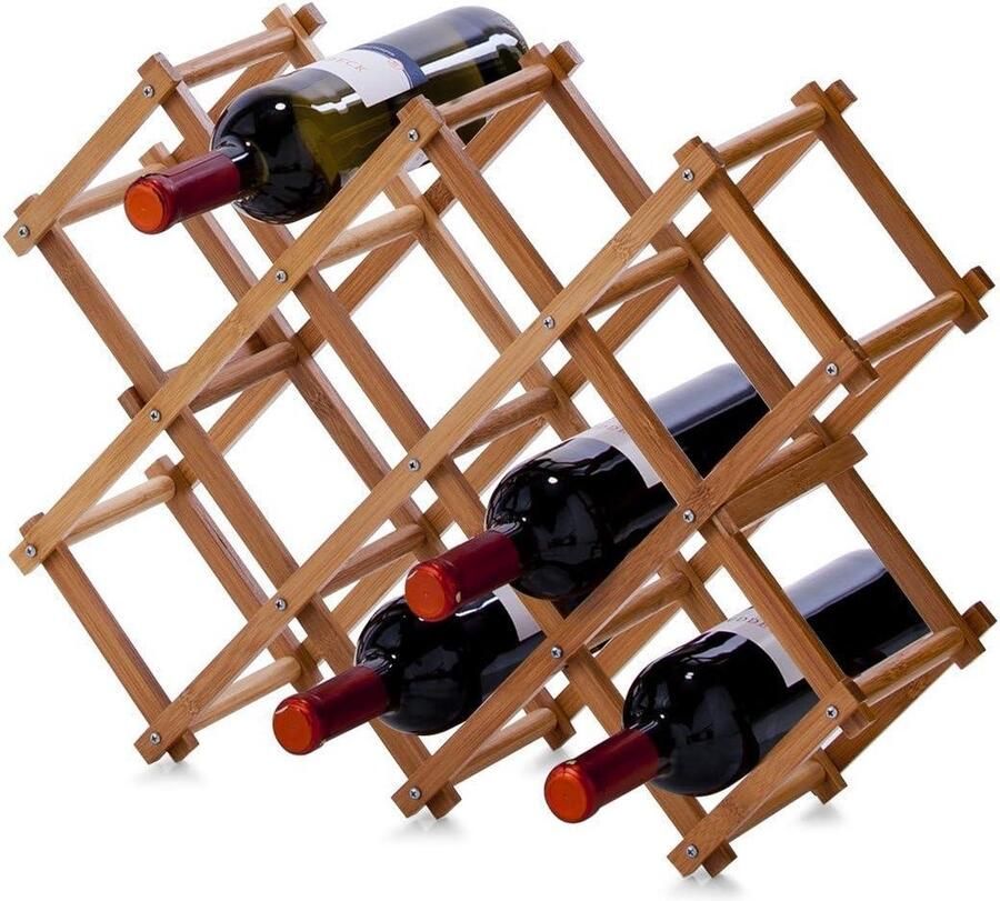 Houten wijnrek Rood Decoratief Wandmontage