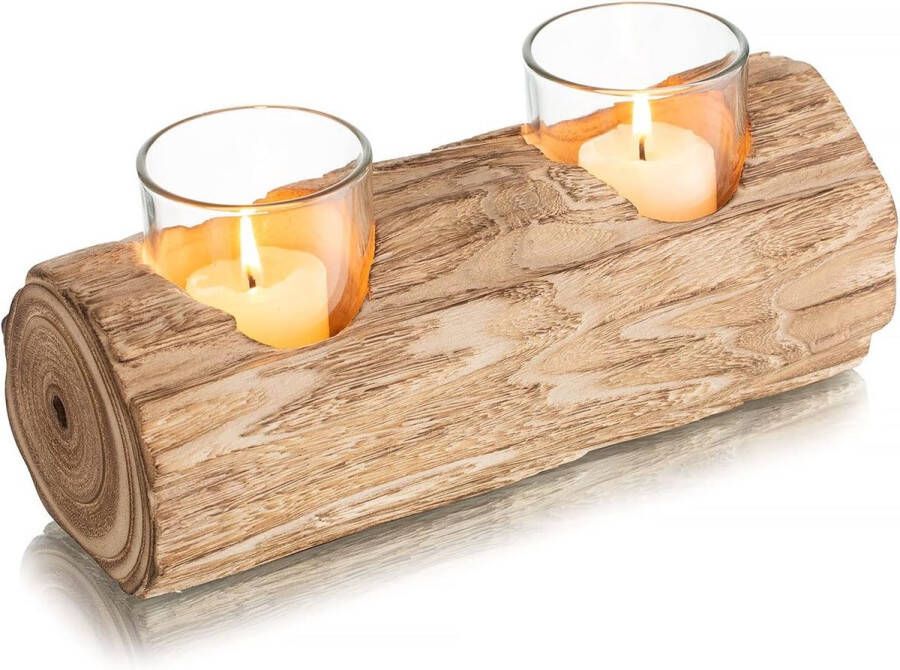 Houten windlicht met glas Boho Decoratie: Rustiek decoratieve theelichthouder bruiloft decoratie theelichtjes land thema drijfhout tafelopzet kusten-boerderij huisdecoratie