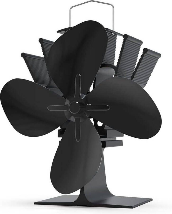 Houtkachel Ventilator 4 Lames Zwart Bevestiging Schoorsteenpijp Oververhitting Open Haard Magnetisch ontwerp Houtkachel Ventilator