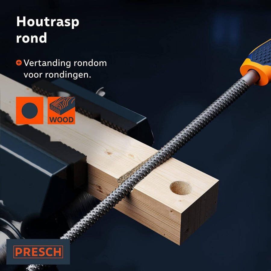 Houtrasp 200mm Rond Hoogwaardige rasp allround snede H2 Bewerken rondingen hard- of zachthout Professionele houtvijl Raspen
