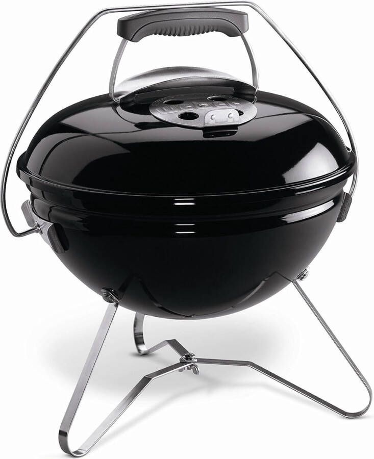 Houtskoolbarbecue 37 Centimeter Draagbare Barbecue met Tuck-N-Carry Deksel En Poten Van Verguld Staal Uitklapbare Outdoor BBQ Zwart