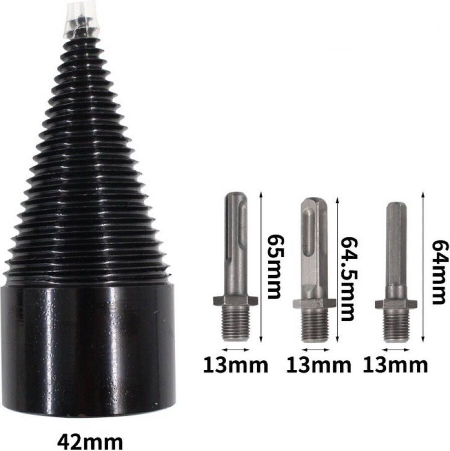 Houtsplitter Houtsplijter 4-delige set 42mm Houtklover Houtkliever Splijtboor Houtkloofboor Kegelsplijter Hout Brandhout Open haard