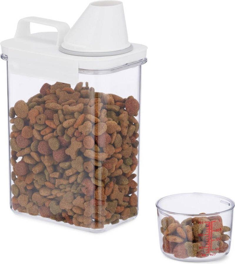 HTML voercontainer voor hond 18 liter luchtdichte bewaardoos met maatbeker transparant luchtdichte opbergbox