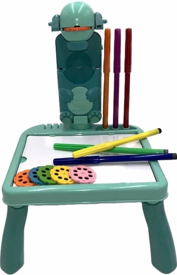 Huanger 3-in-1 Tekentafel met Projector Tekenbord met Projector Kinderspeelgoed Groen