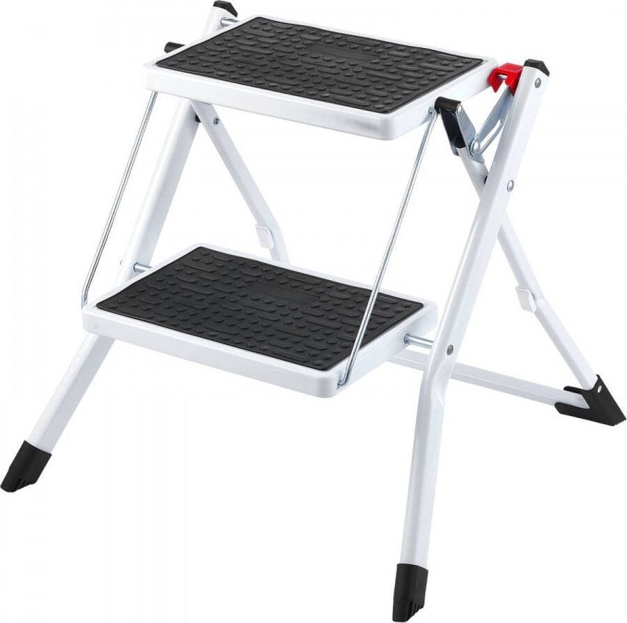Huishoudladder 500x480x450mm opvouwbare trap van staal trapladder met 2 treden 150kg draagvermogen opvouwbare trede dubbele trap 445mm hoge keukenladder antislip opstapje