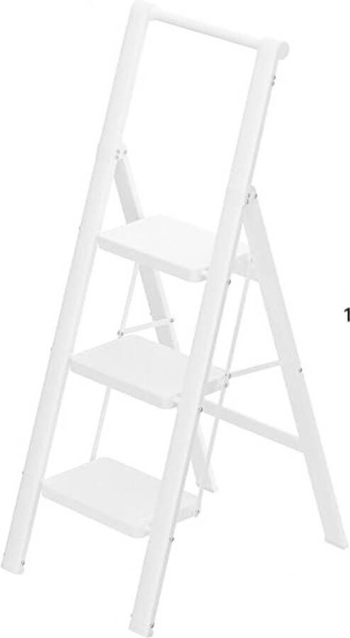 Huishoudtrap 3 Treden Keukentrap 3 Treden Keukentrapje Opvouwbaar Trapladder 270 KG Draagvermogen Antislip Hoogwaardig Materiaal Roestbestendig