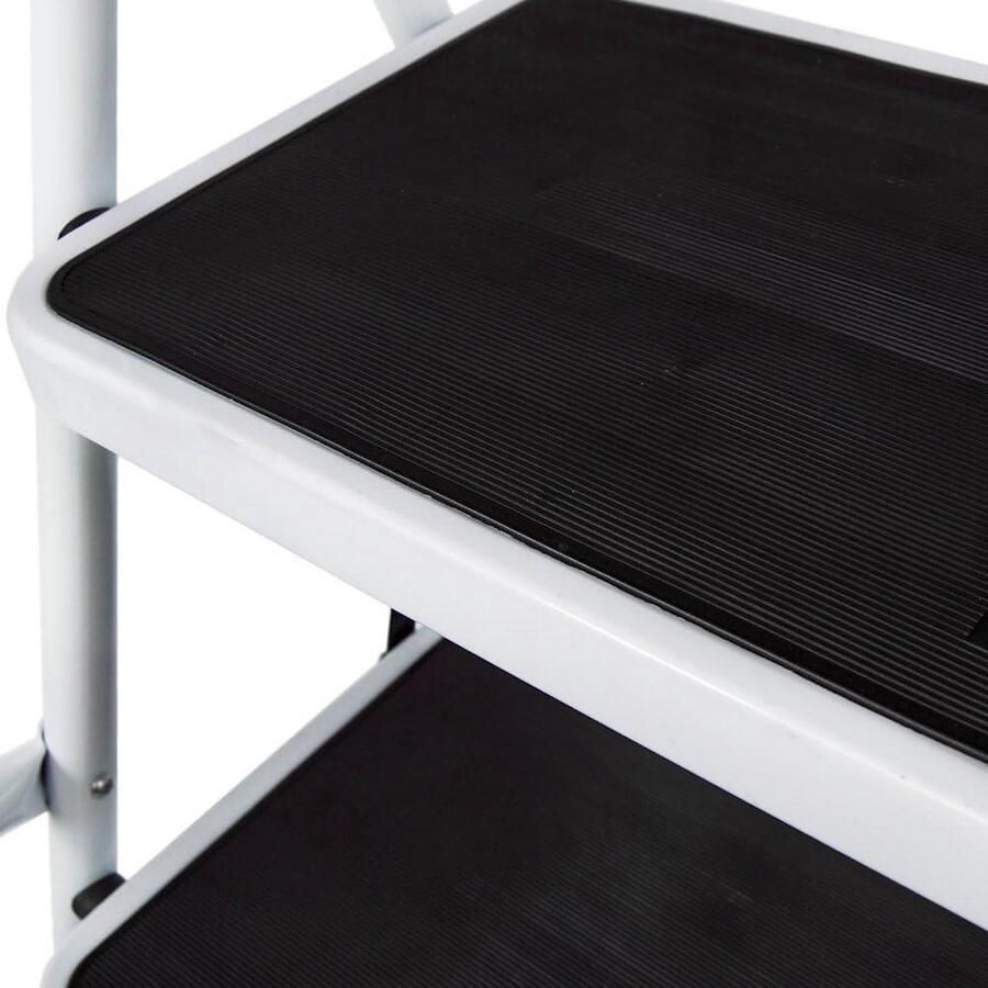 Huishoudtrap 3 treden opvouwbaar met veiligheidsleuning antislipmat robuust en veilig