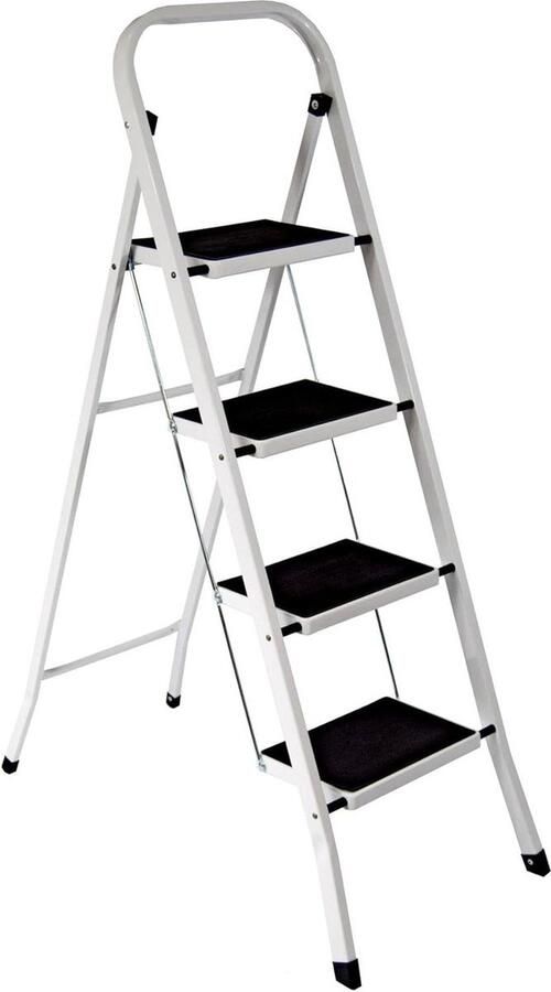 4 treden ladder heavy duty staal opvouwbaar draagbaar met antislipmat Home Discount