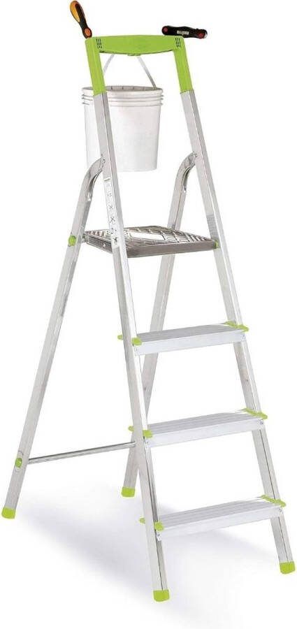 Huishoudtrap 4 Treden Keukentrapje Basic Inklapbaar Keukentrap – Trapladder Opstapje – Vouwladder – Ladders – Keukentrap Wit