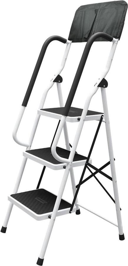 Huishoudtrap Staal Vouwen Anti-slip Veiligheid Leuning Heavy Duty Krukken Volwassenen Thuis Keuken Outdoor 3 Stap