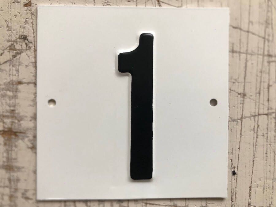 Huisnummer 1 Huisnummerbordje van Aluminium Met 2 Gaatjes 10x10 cm