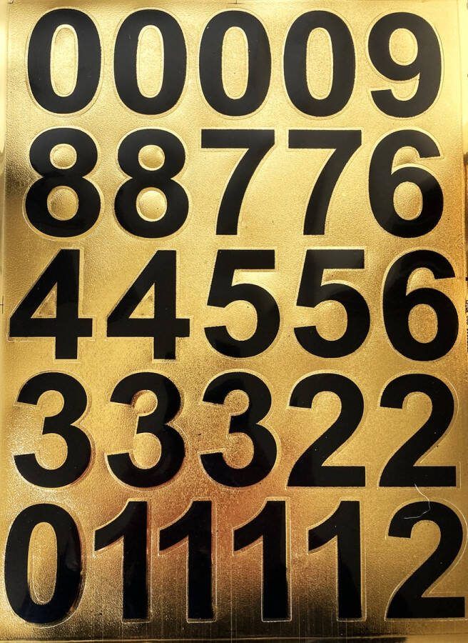 Huisnummer Sticker Set Zwart Goud 5 x 3 5 cm per sticker