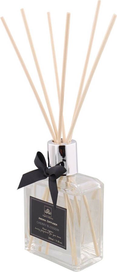 Huisparfum aroma diffuser geurstokjes CHERRY BLOSSOM Glas Hout 280 ml Sjieke Paris Collectie Cadeautip