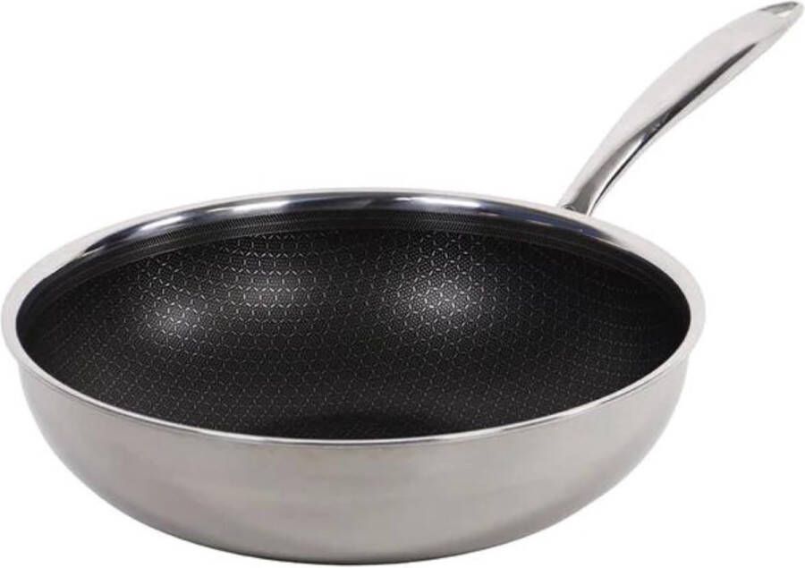 Hybride wokpan inductie 28 cm wokpan voor alle kookplaten geschikt voor oven en vaatwasser braadpan met antiaanbaklaag non-stick pan vrij van PFAS