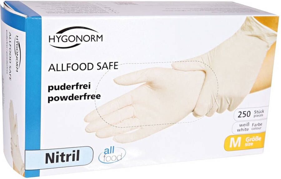 Hygonorm Nitrile wegwerp handschoenen Wit 250 stuks maat L