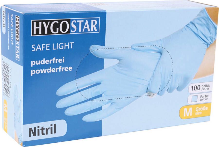 Hygostar Wegwerp handschoenen Nitril Poedervrij Blauw M 100 stuks