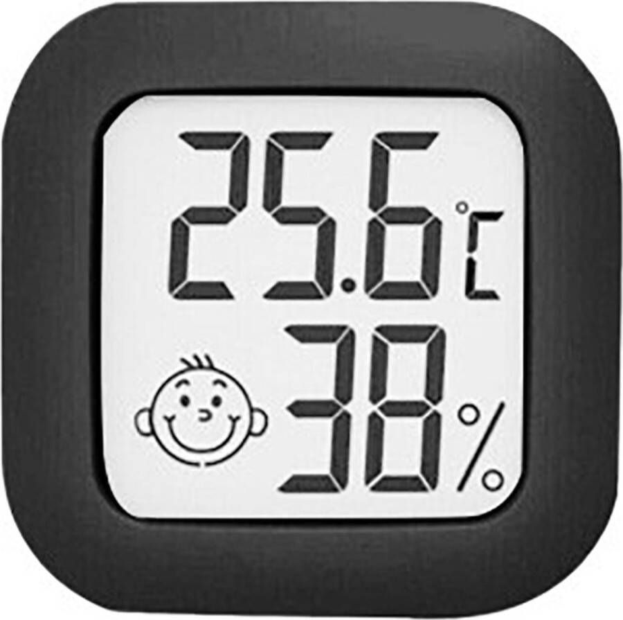 Hygrometer Weerstation Luchtvochtigheidsmeter Thermometer Voor Binnen Incl. Batterij en Plakstrip Zwart
