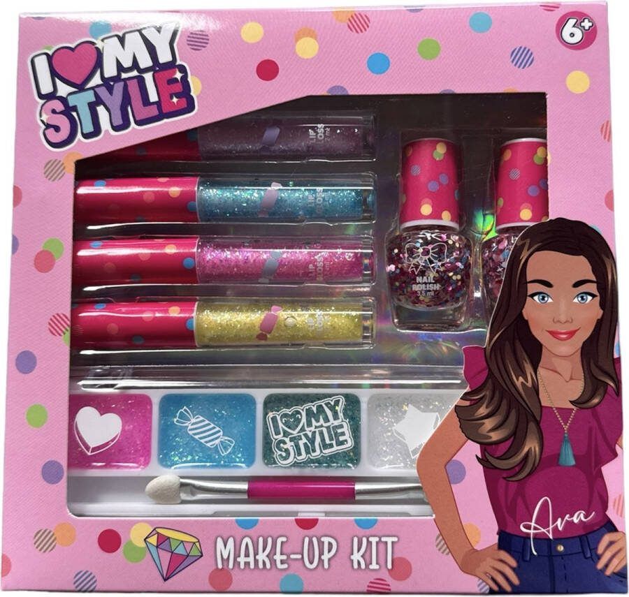 I love my style Make-up set voor kinderen kinder make-up 2x nagellak 4x lip gloss 4 kleuren eye shadow