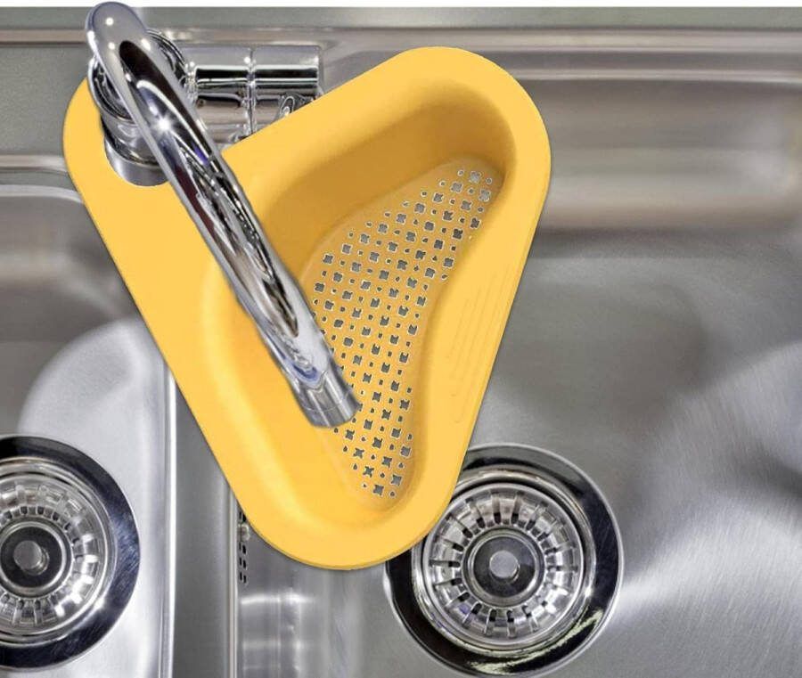IBBO Shop 2x Gootsteen Organizer Afvoerzeef Gootsteen Plug Gootsteen Bakje Gootsteen Afvalbakje Gootsteen Vergiet Gootsteen Zeef Plastic Gootsteen Zeefje Zwaanvorm 2 STUKS Geel