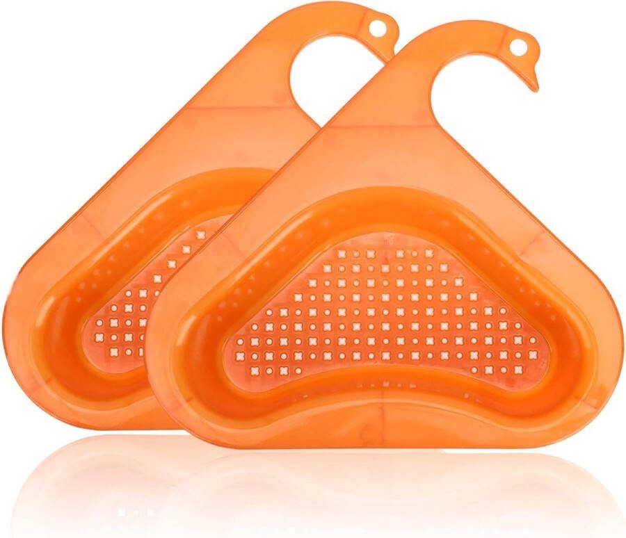 IBBO Shop 2x Gootsteen Organizer Afvoerzeef Gootsteen Plug Gootsteen Bakje Gootsteen Afvalbakje Gootsteen Vergiet Gootsteen Zeef Plastic Gootsteen Zeefje Zwaanvorm 2 STUKS Oranje