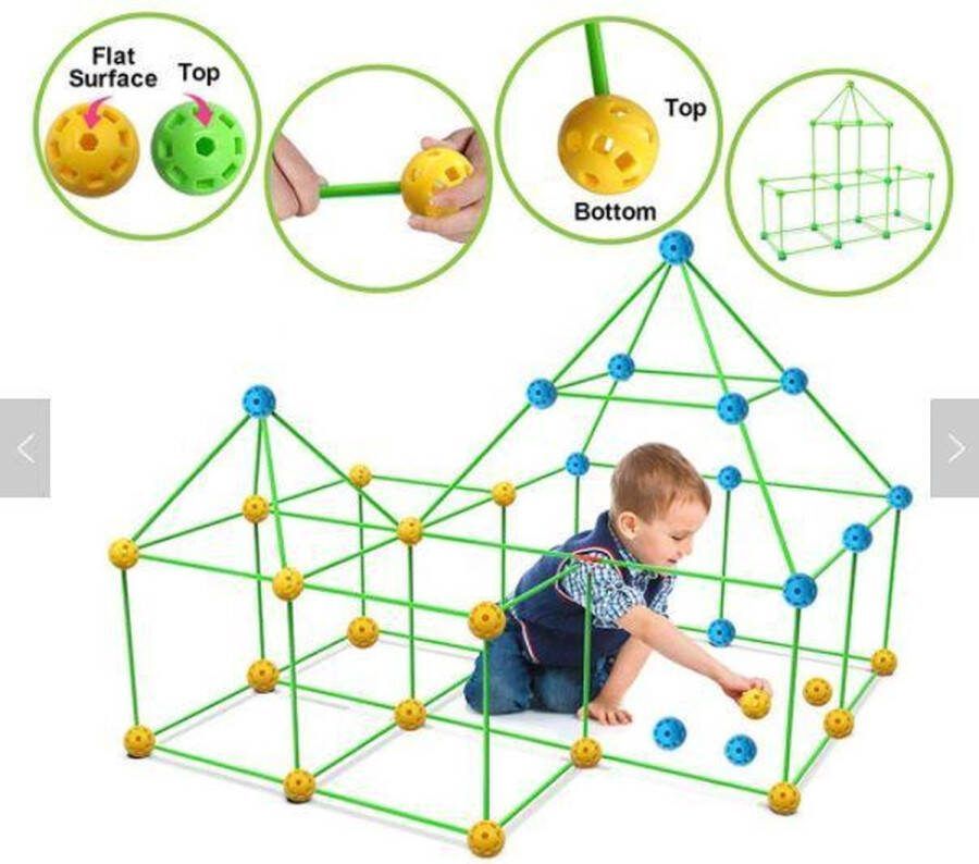 IBBO Shop Bouw je eigen Fort Bouwset Hut Bouwpakket Tent Constructiespeelgoed Meisjes en Jongens Creatief Spelen Montessori Speelgoed MET doek Set