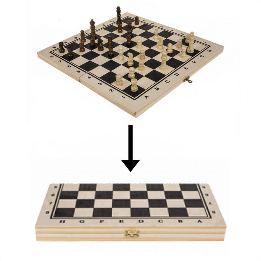 IBBO Shop Houten Schaakbord met Schaakstukken Luxe Schaakspel Hout 21x21cm Opvouwbaar Kado Tip Met Schaakstukken Opklapbaar Schaakspel Schaakset Schaken Chess