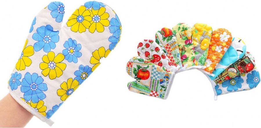 IBBO Shop Keukenhandschoen Handschoen Lund Universele wanten 2 stuks Katoen Ovenhandschoen 21 5x15 5 cm mix van kleuren en patronen