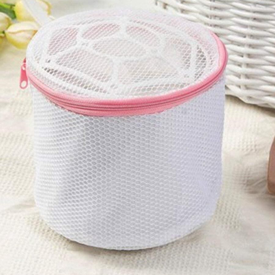IBBO Waszakje Lingerie BH Waszakje Laundry Bag Lingerie Waszakje met Rits Wit met Zalmroze Rits 16 5 x 14 cm Set van 3 stuks