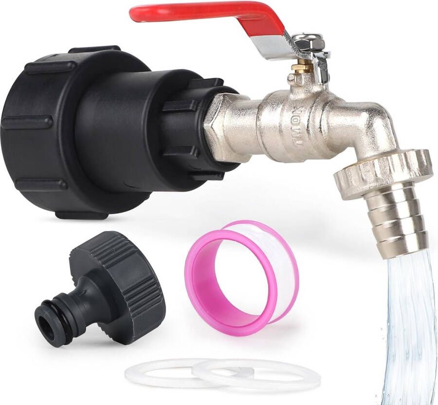 IBC aftapkraan IBC tank accessoires IBC adapter 3 4 inch S60x6 IBC kraan geïntegreerd verlengstuk IBC kraan IBC container accessoires voor watertank 1000L IBC container regenton