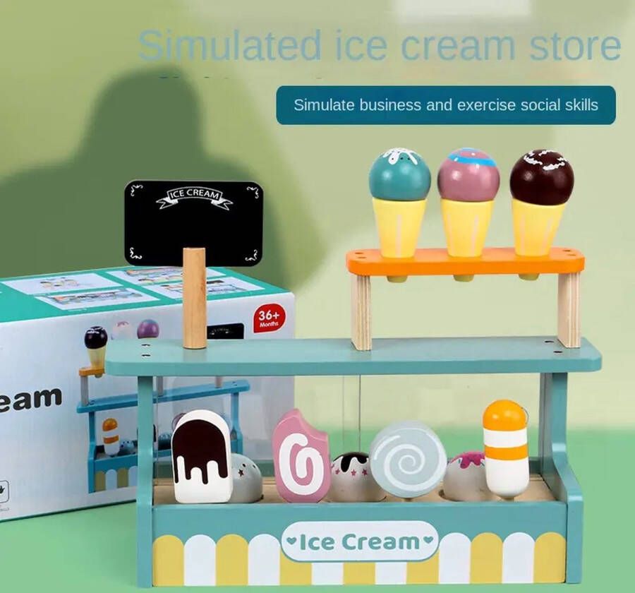 Ice cream shop Keukenspeelgoed hout keukenspeelgoed accessoires Montessori Speelgoed Rollenspel Educatief Speelgoed Voor Peuters Meisjes Jongens