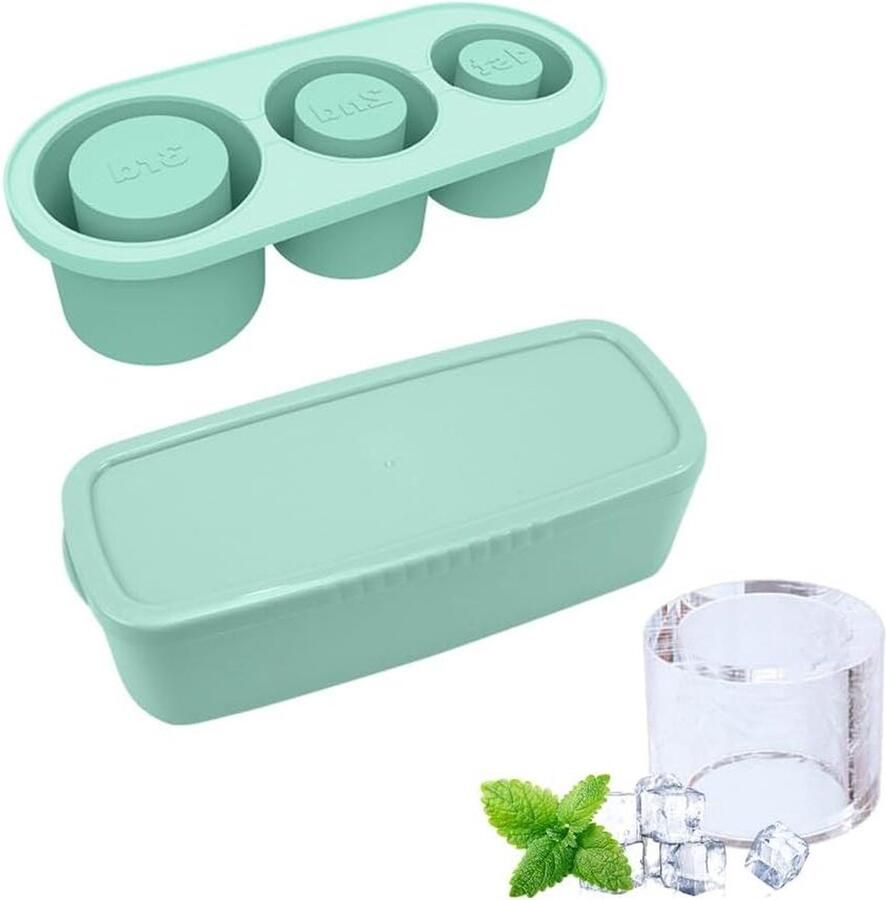 Ice Cube Tray Siliconen 3 Holle Cilinder Ice Cube Maker met Deksel en Opbergdoos Herbruikbare voor Vriezer Ijs Drinken Sap Whisky Cocktail