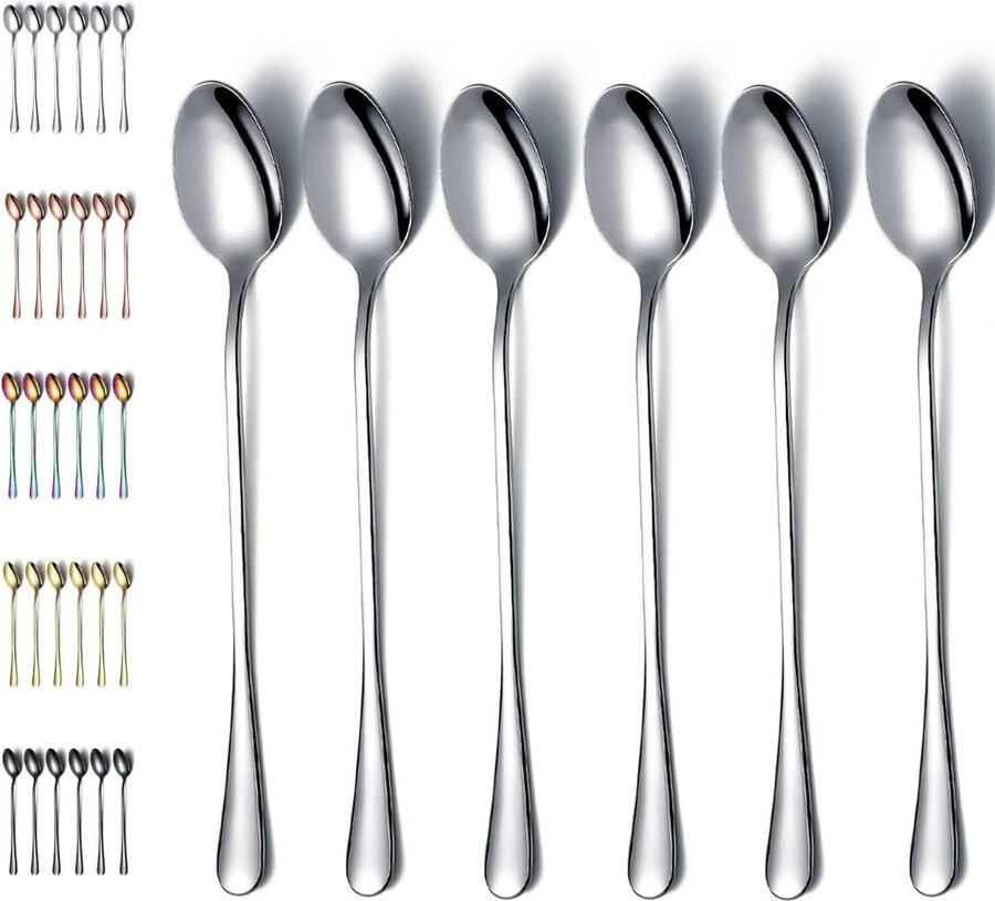 Iced Roestvrijstaal Cocktail Lepel 19 cm Handgreep Pack van 6 mayonnaise lepel