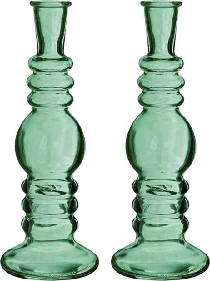 Merkloos Ideas 4 Seasons Bloemenvaas Florence 2x groen glas helder D8 5 x H23 cm Vazen
