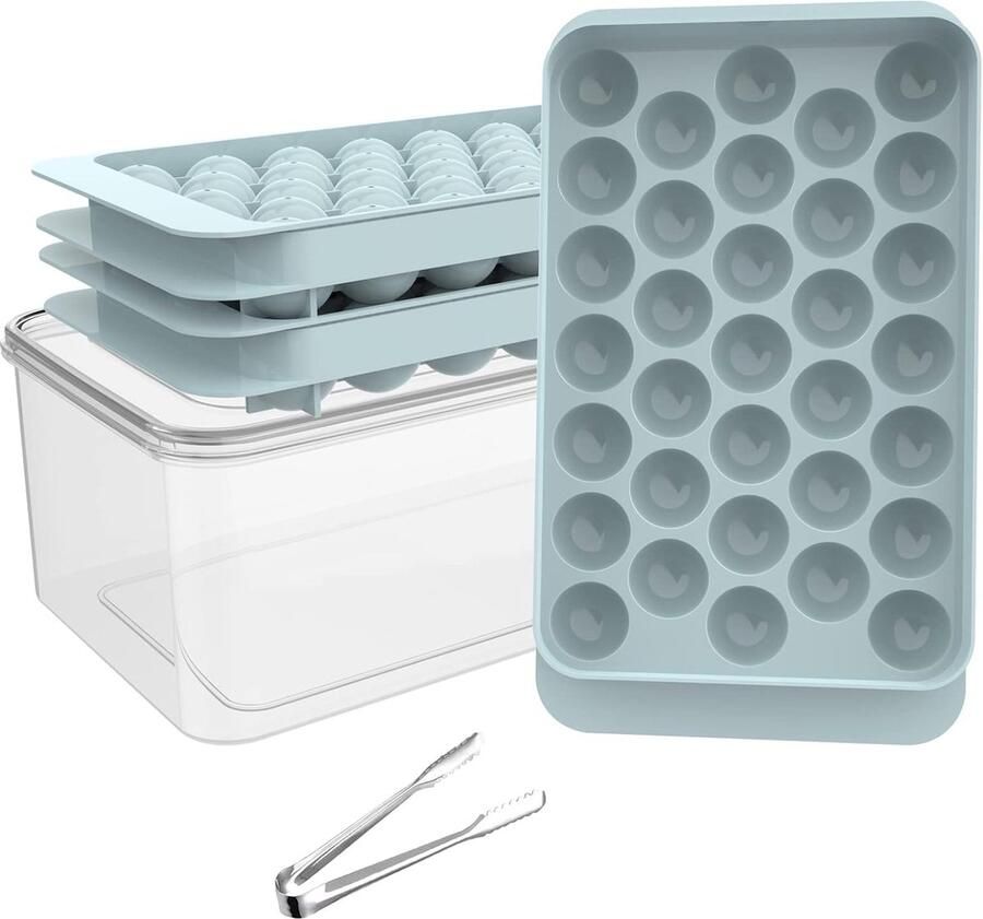 IJsblokjesbakje 1 x 99 stuks mini-ijsblokjesbakjes ijsblokjesbakje voor drankjes ijsblokjesbakje voor het koelen van cocktails koffie thee (3 blauwe ijsblokjesbakjes 1 ijsemmer en pincet)