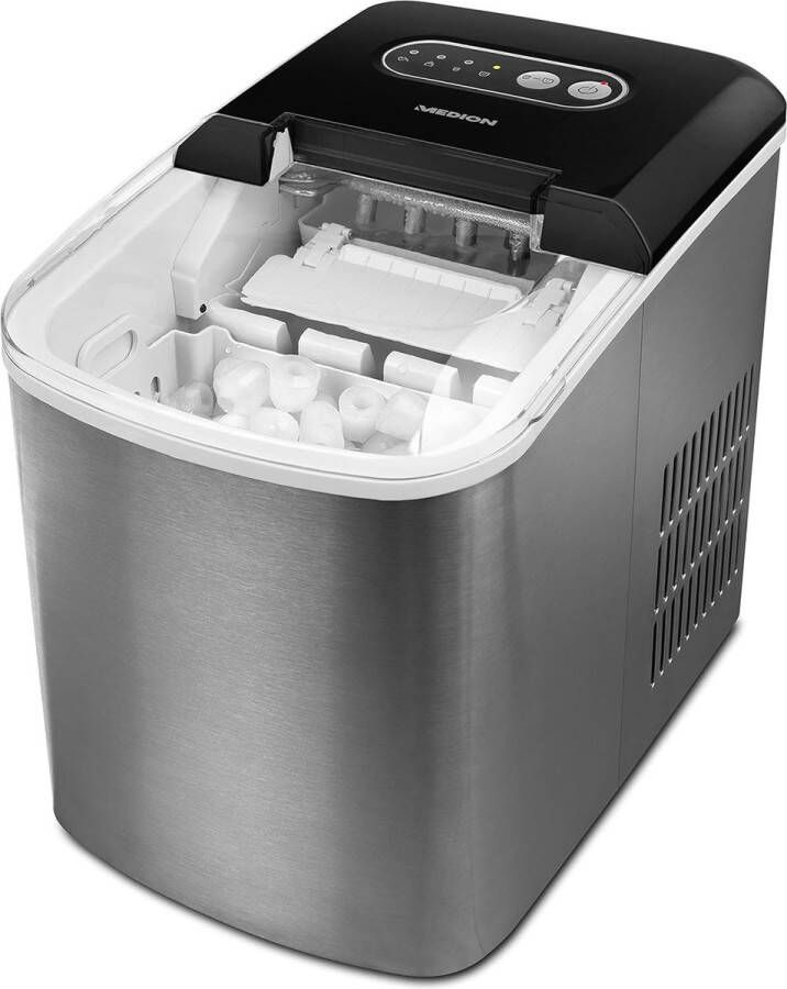 Ijsblokjesmachine (22 liter watertank korte ietijd 6-12 minuten 2 selecteerbare ijsblokjesformaten roestvrij staal MD17739)