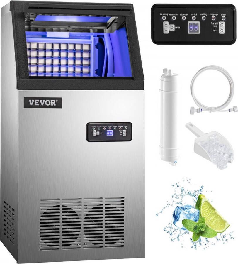 Ijsblokjesmachine 60KG 132LBS Ijsmaker Ijsmachine Intelligent Ice Cube Making Machine Supermarkets Refrigeration 5X8 Pcs