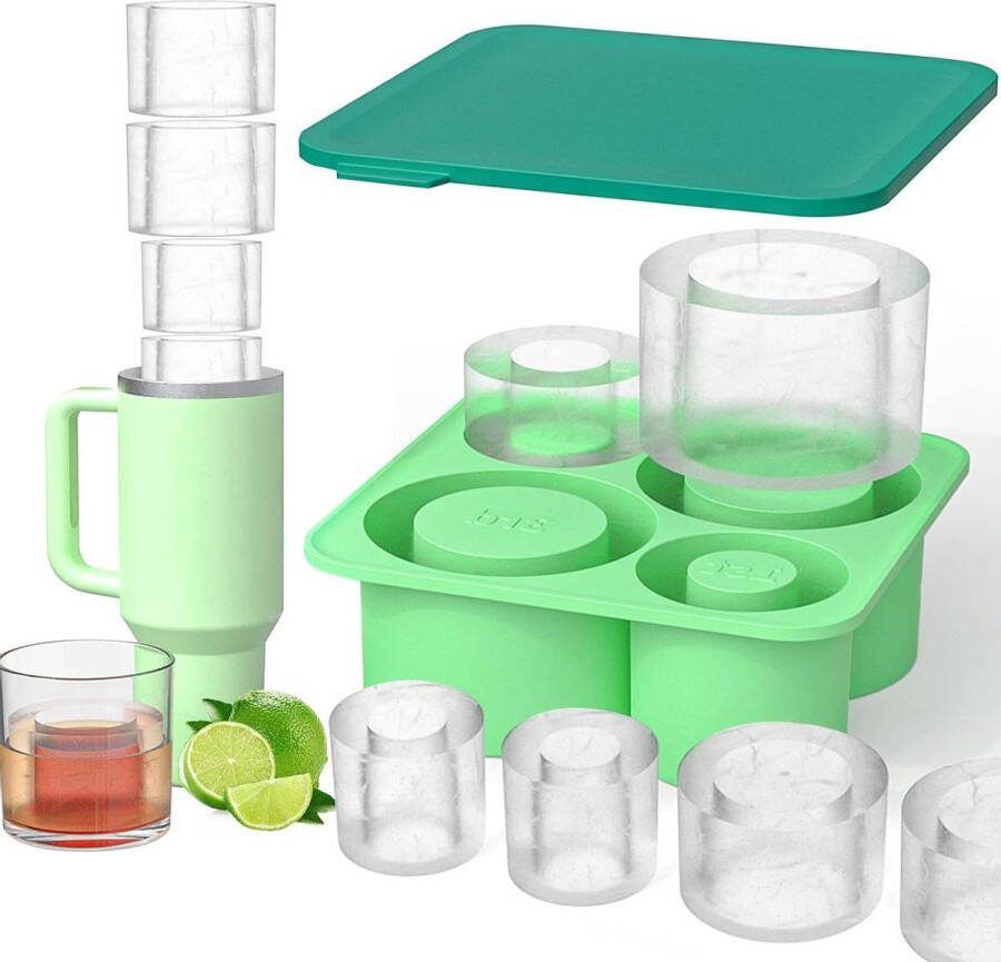 IJsblokjesvorm 4 vakken siliconen ijsblokjeshouder met deksel voor Ice Cube Tray duurzaam en flexibel