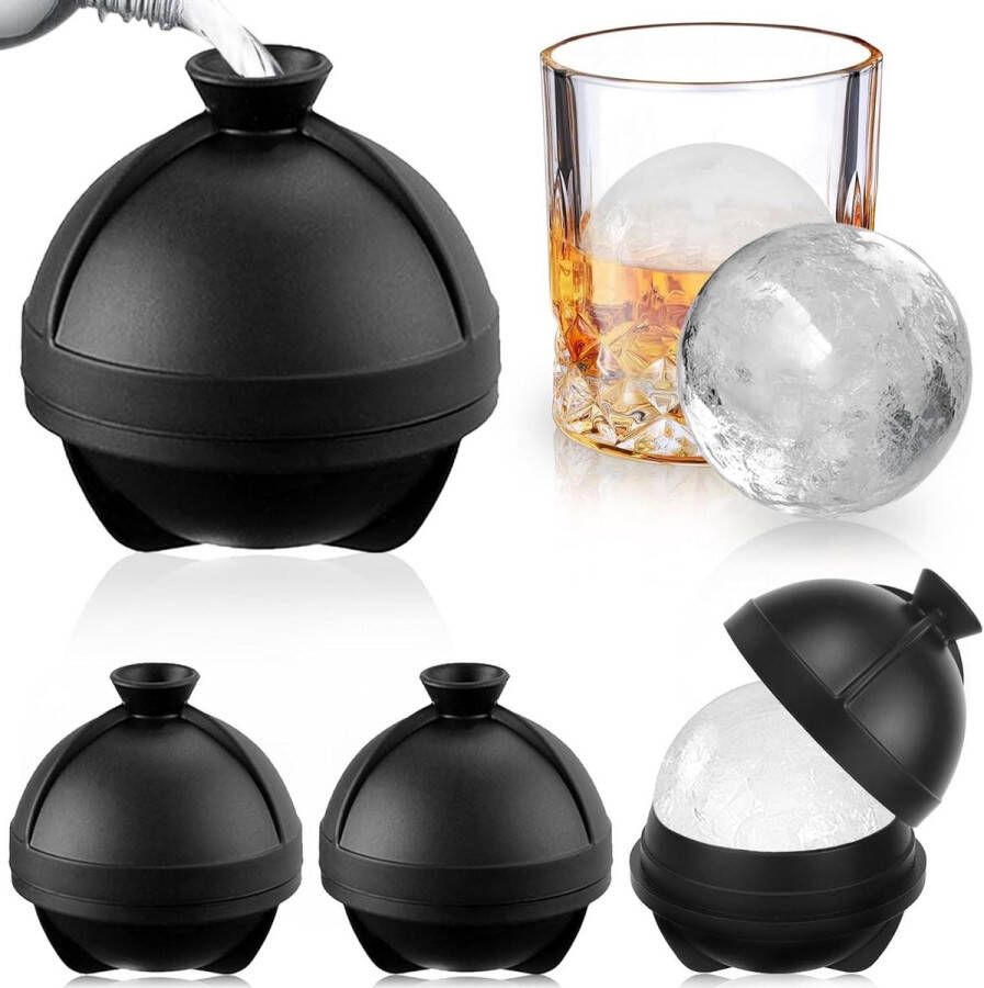 IJsblokjesvorm 4 XXL 6 cm Siliconen Grote ijsblokjesvorm met deksel BPA-vrij Herbruikbaar Whisky cocktails Babyvoeding Wijn