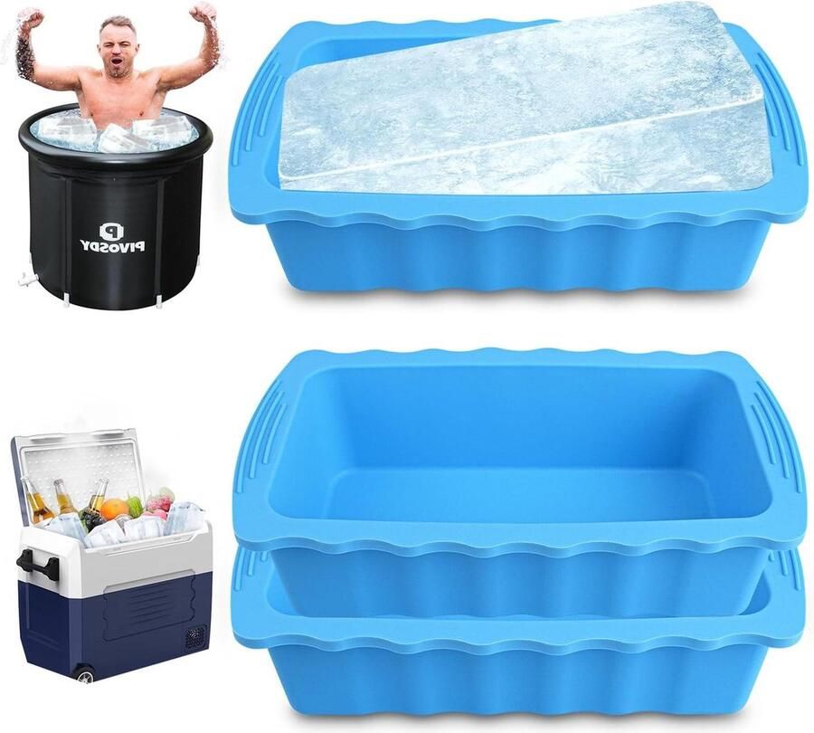 IJsblokjesvorm met 3 x 136 kg Grote vierkante herbruikbare ijsblokjes ijsbad accessoire Blauw