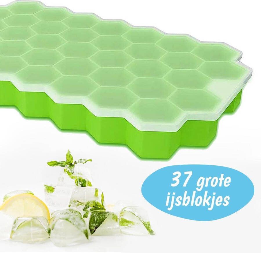 IJsblokjesvorm Met Deksel – Honeycomb IJsvormpjes Siliconen IJsblokjesvormen IJsklontjes vorm Diepvries Mallen IJsblokjesmaker IJsblokjestray Diepvries Keuken Accessoire IJsblokjeshouder Waterijs Herbruikbaar 37 IJsblokjes