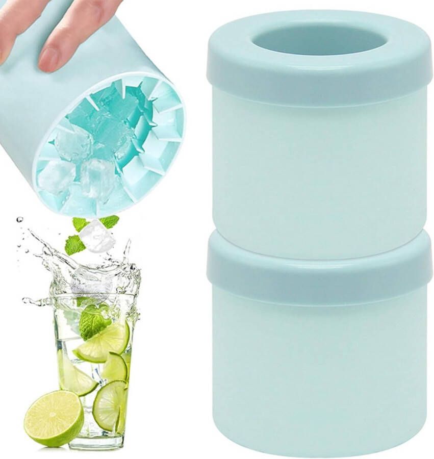 IJsblokjesvorm siliconen ijsblokjesschaal ijsemmer 2 STKS IJsblokjeshouder Silicone ijsblokjesvormen Ice Cube Mold IJsblokjesvorm Silicone ijsmaker Cup ijsblokjesmaker beker silicone (blauw)