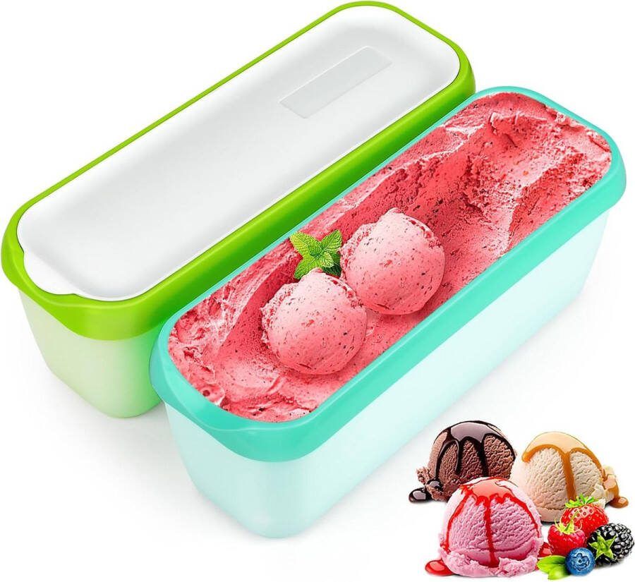 IJscontainers voor ijs 2 stuks 1 5 liter voorraadcontainers diepvriescontainers herbruikbare zelfgemaakte ijscontainers met deksel stapelbare diepvriesopslagcontainers voor yoghurt
