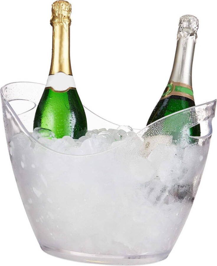 Ijsemmer 6L drankkoeler Champagne bier wijn Kunststof HxBxD: 25.5 x 345 x 26 cm Doorzichtig Ljsemmer