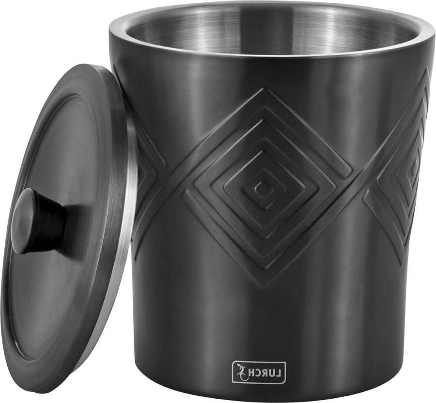 IJsemmer dubbelwandig roestvrij staal 1500 ml Smokey Grey ijsblokjes koel houden