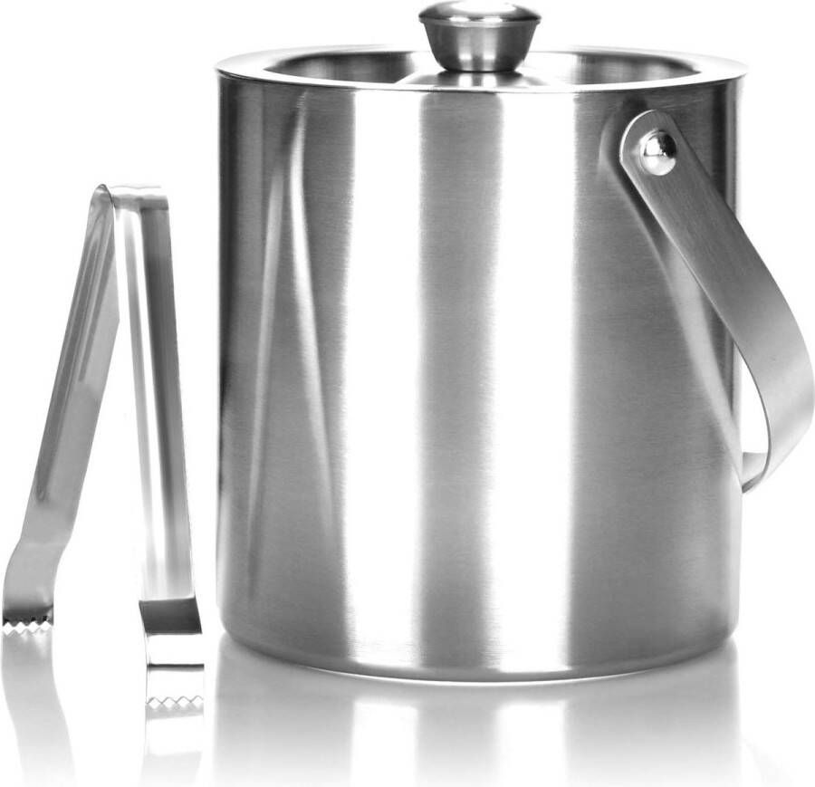 IJsemmer van roestvrij staal dubbelwandige ijsblokjescontainer met deksel en tang 15 liter (bergen) Ice Bucket