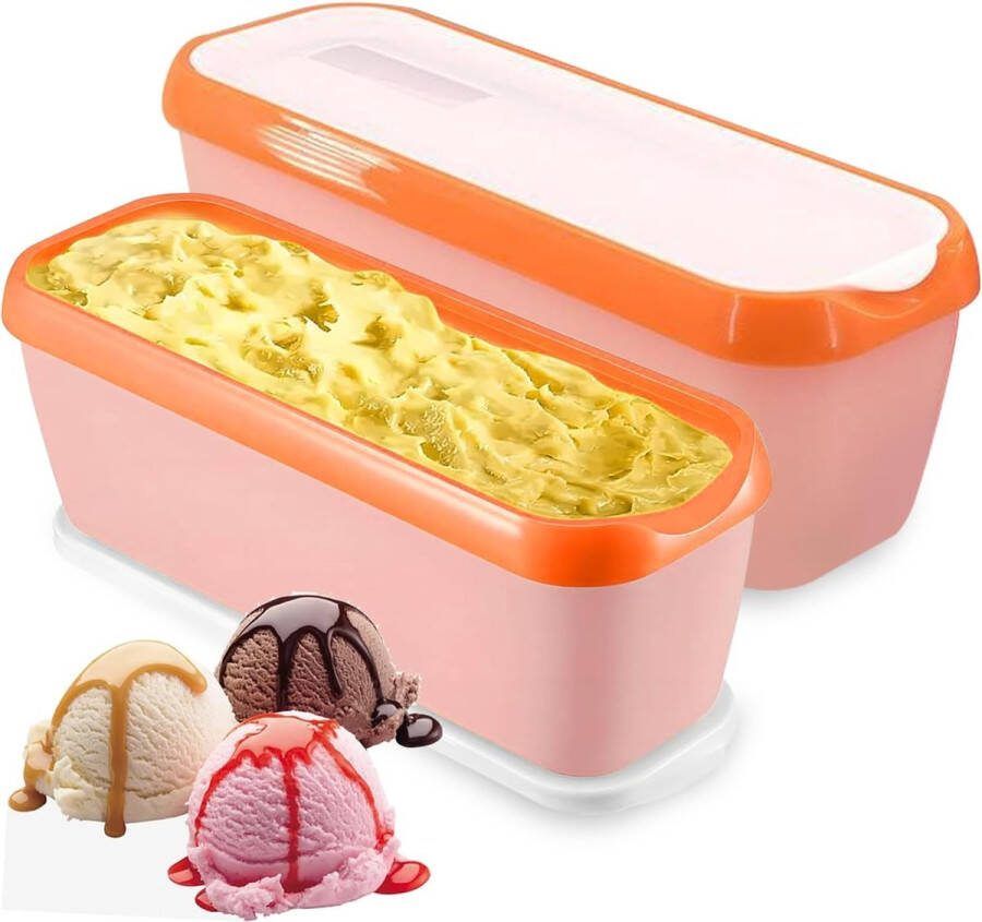 IJshouder voor consumptie-ijs bewaarcontainers vriesdozen met deksel herbruikbare ijshouder voor vriezer voor zelfgemaakte ijs sorbet en frozen yoghurt