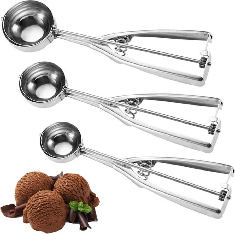 IJsschep 3 stuks bolvormige roestvrijstalen ijslepels voor ijs fruit aardappelpuree