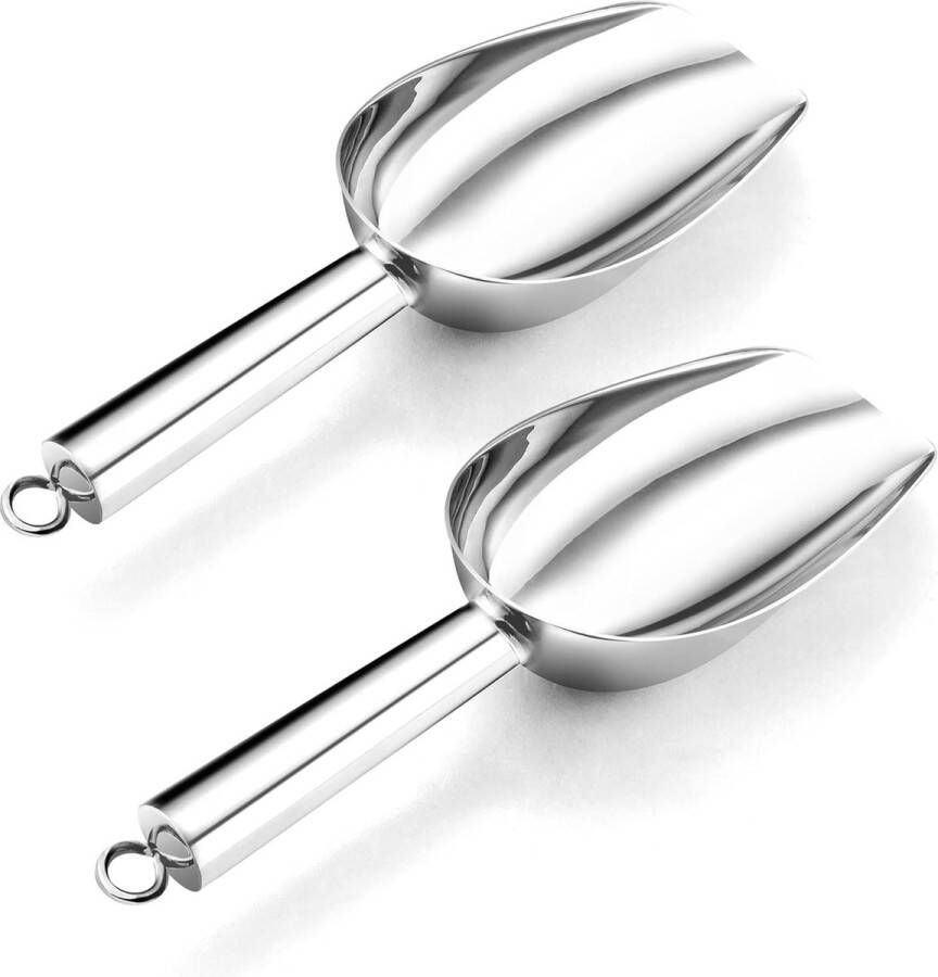 IJsschep roestvrij staal meelschep set van 2 kleine voederschep voor voer koffie snoep ijs vulschep voor keuken bar bruiloft buffet vaatwasmachinebestendig zilver